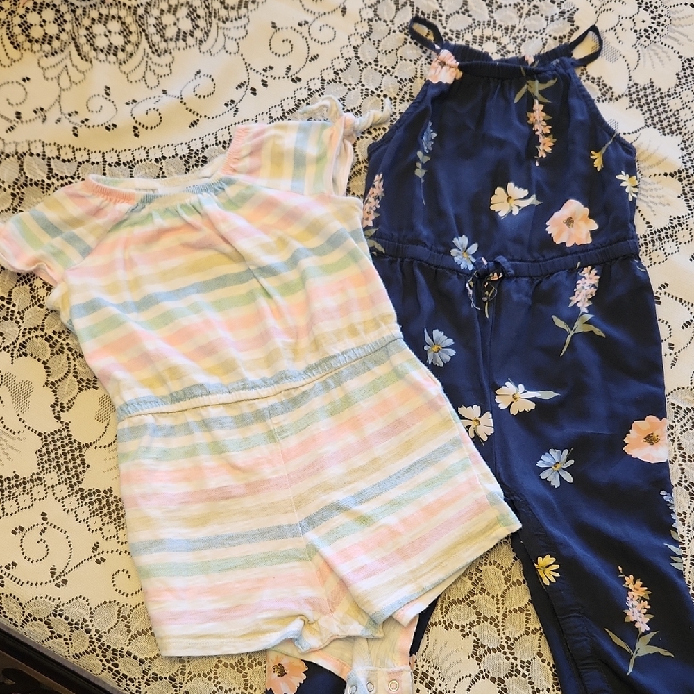 Kids Striped and Floral Romper Set